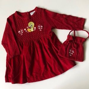 Vintage Looney Tunes Red Tweety Bird Dress 12 mo